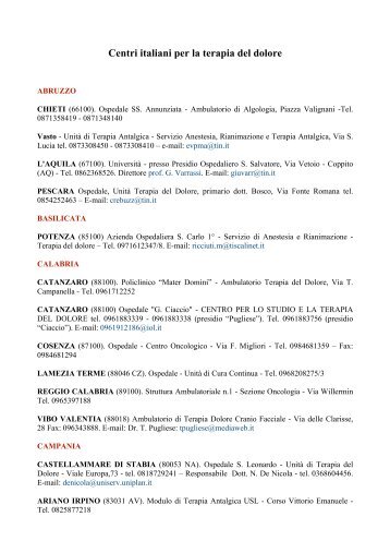 Centri Italiani Terapia Dolore.pdf - Federazione Italiana Incontinenti ...