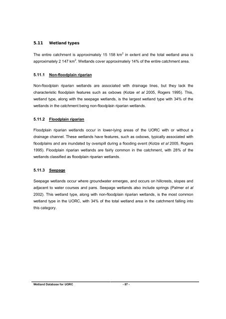 coaltech upper olifants river catchment wetland inventory ...