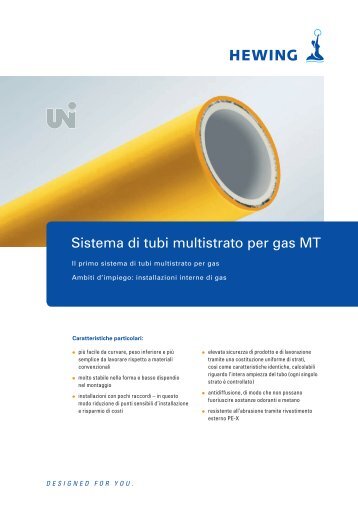 Sistema di tubi multistrato per gas MT - Hewing GmbH