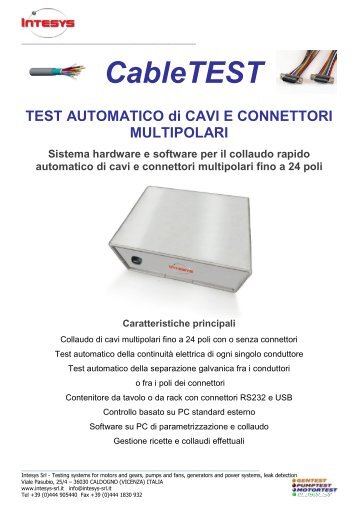 TEST AUTOMATICO di CAVI E CONNETTORI ... - Intesys Srl