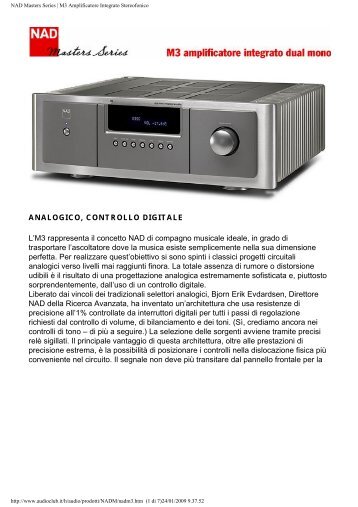 NAD Masters Series | M3 Amplificatore Integrato ... - Newaudio.It