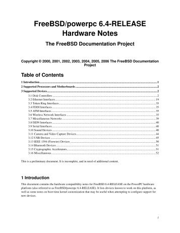 FreeBSD/powerpc 6.4-RELEASE Hardware Notes - FreeBSD.org