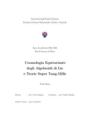 Coomologia Equivariante degli Algebroidi di Lie e ... - Paolo Rossi