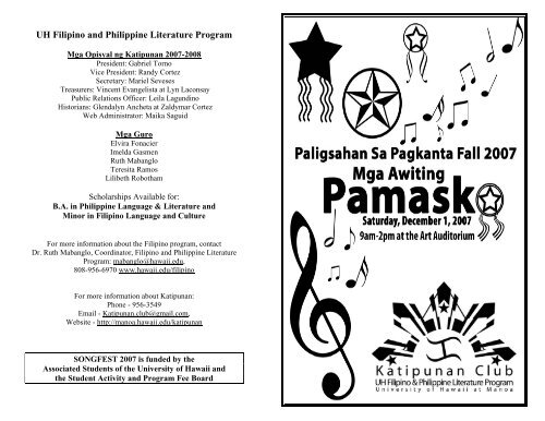 Uh Filipino And Philippine Literature Program University Of Hawaii