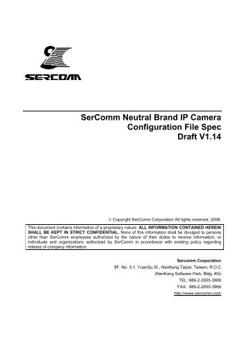 SerComm Neutral Brand IP Camera Configuration File ... - Rpra.co.uk