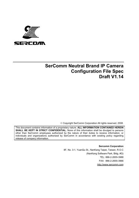 SerComm Neutral Brand IP Camera Configuration File ... - Rpra.co.uk