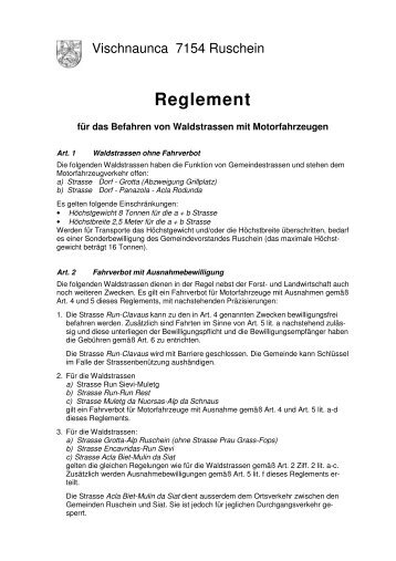 Reglement - Ruschein