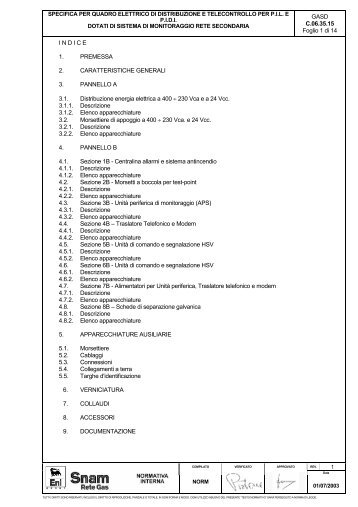 GASD C.06.35.15 Foglio 1 di 14 I N D I C E 1. PREMESSA 2 ... - Snam
