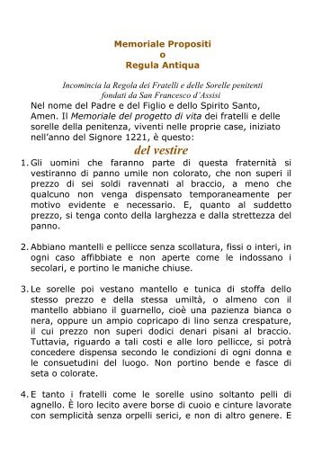 Memoriale Propositi - Ordine Francescano Secolare d'Italia