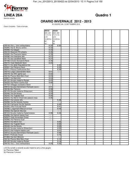 ORARIO INVERNALE 2012/2013 - Tiemme SpA