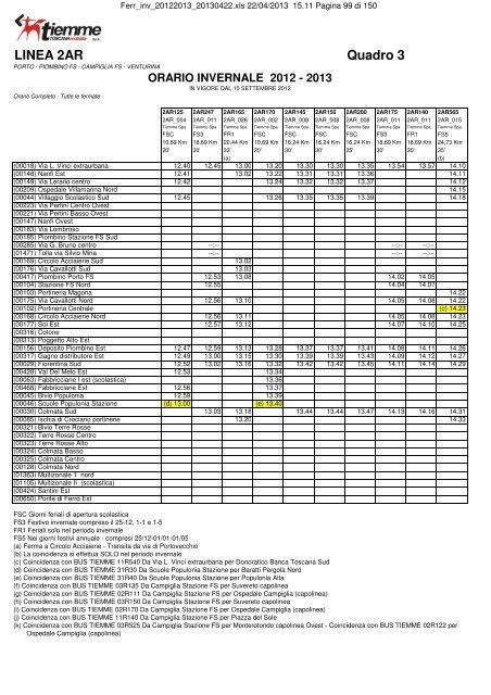 ORARIO INVERNALE 2012/2013 - Tiemme SpA