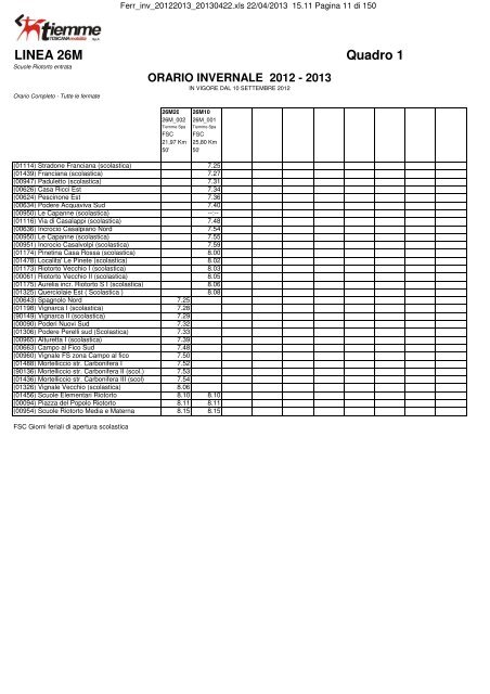 ORARIO INVERNALE 2012/2013 - Tiemme SpA