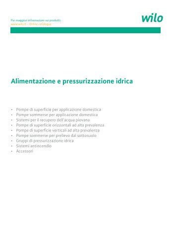 Alimentazione e pressurizzazione idrica - Wilo