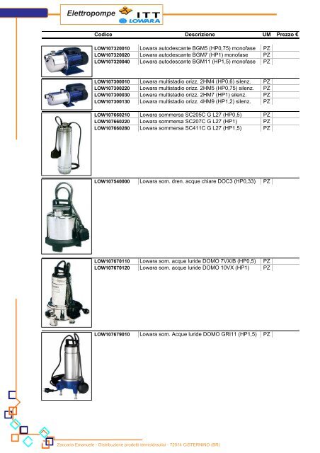Elettropompe LOWARA - Zaccariathermo.it