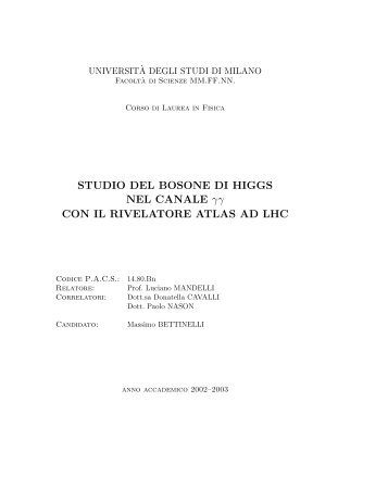 STUDIO DEL BOSONE DI HIGGS NEL CANALE γγ CON IL ...