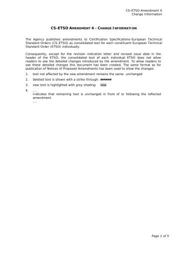 CS-ETSO Amendment 4 - Change Information - EASA