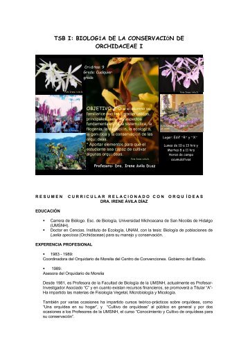 tsb i: biología de la conservación de orchidaceae i - Facultad de ...