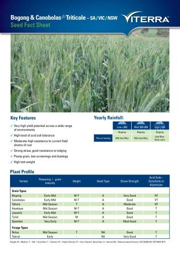 Bogong & Canobolas Triticale– SA / VIC / NSW - Baker Seed Co.