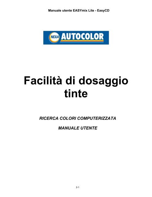 Manuale di utilizzo del software - Nexa Autocolor