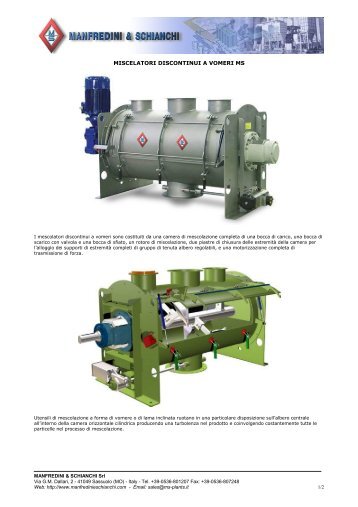 MISCELATORI DISCONTINUI A VOMERI MS - Manfredini e Schianchi