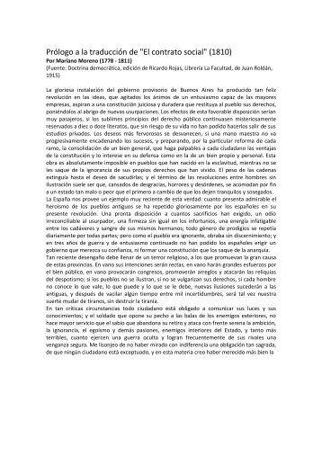 Prólogo a la traducción de "El contrato social" (1810) - Organismos