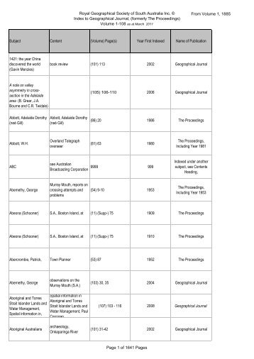 South Australian Geographical Journal - The Royal Geographical ...