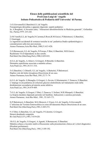 Pubblicazioni - Azienda Ospedaliera di Parma