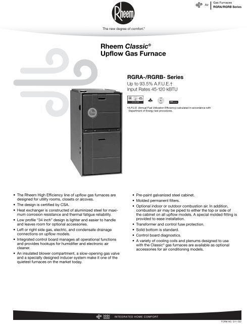 Rheem Classic® Upflow Gas Furnace