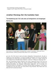 Jonathan Wensings Ziel: Die Australian Open - TuS Lotte e.V.