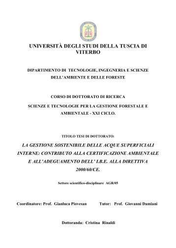 università degli studi della tuscia di viterbo - Unitus DSpace ...