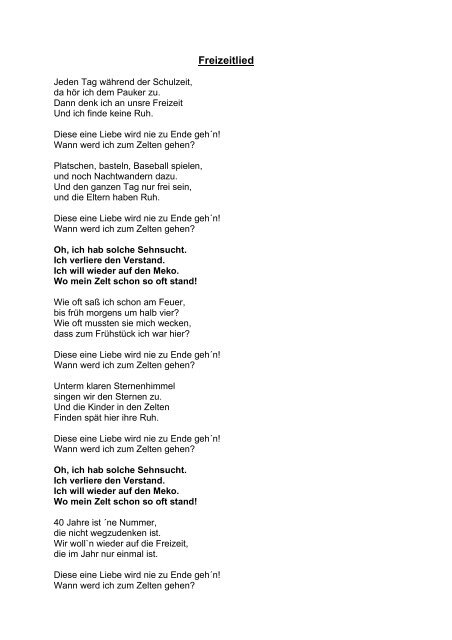 Gehn ende text lied vier jahre zu Die vier