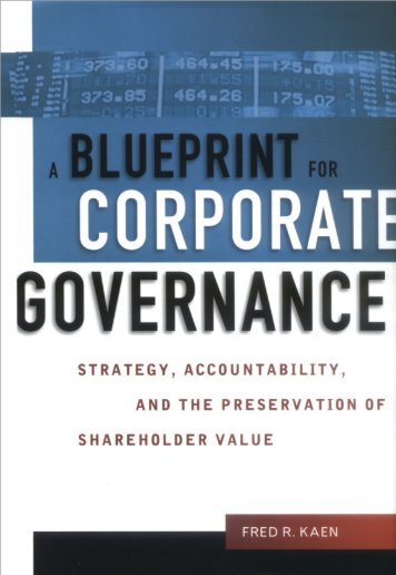 A Blueprint for Corporate Governance Strategy, Accountability, and ...