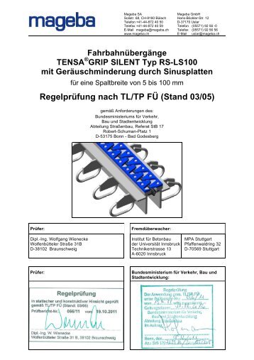 Regelprüfung nach TL/TP FÜ (Stand 03/05) - mageba