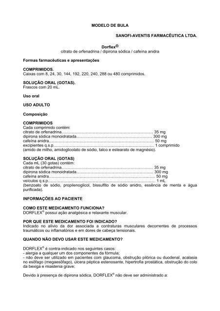 diabetes bula dorflex sanofi-aventis