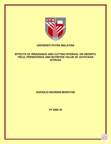 nutritive value and effect of age of cutting and light intensity on yield ...