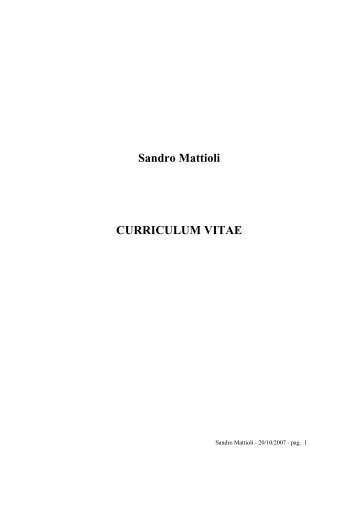 Scarica il Curriculum completo (3,5 Mb) - Sandro Mattioli