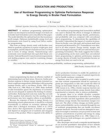 Use of Nonlinear Programming to Optimize Performance Response ...