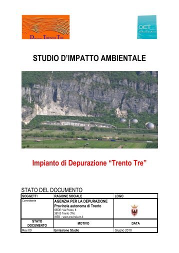 Studio di Impatto Ambientale del Depuratore di Trento 3 2010 ... - disat