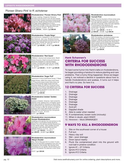 D/L The RFN Catalog Part #1 - Rhododendrons - Rare Find Nursery