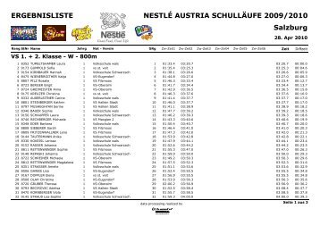 Volkschule 1 und 2 Klasse weiblich - Nestlé Austria Schullauf