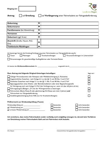 Antrag Fahrgastbeförderung - Landkreis Regen