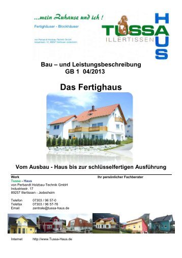 Bau – und Leistungsbeschreibung GB 1 04/2013 Das ... - Tussa Haus