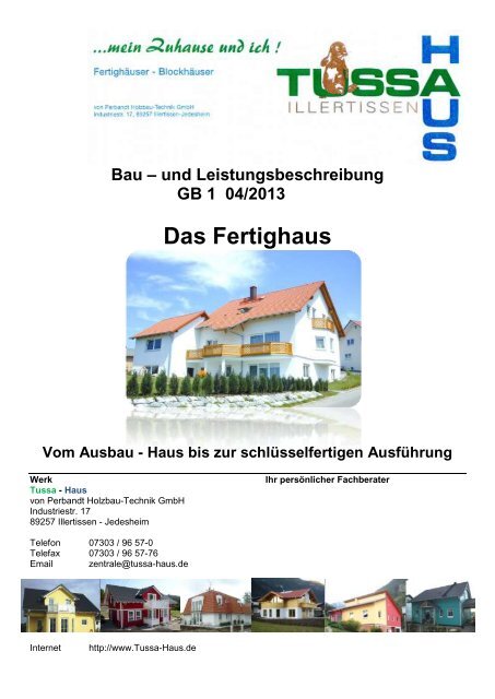 Bau – und Leistungsbeschreibung GB 1 04/2013 Das ... - Tussa Haus