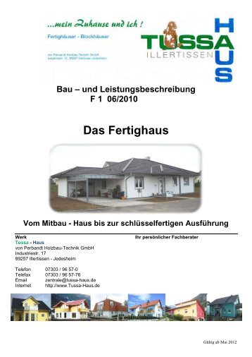 Bau – und Leistungsbeschreibung F 1 06/2010 Das ... - Tussa Haus
