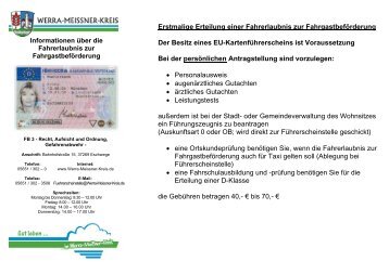 Information zur Fahrgastbeförderung - Werra-Meißner-Kreis