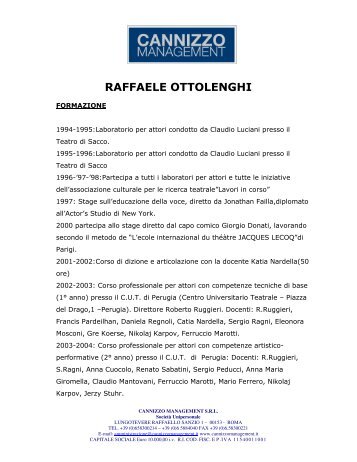 CV Raffaele Ottolenghi - Cannizzo Management