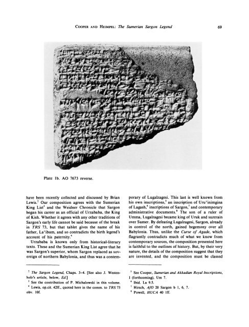 The Sumerian Sargon Legend