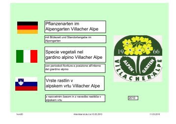 latein, deutsch, italienisch, slowenisch - Alpengarten Villacher Alpe