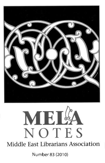 MELA Notes number 83 (2010) - Middle East Librarians Association