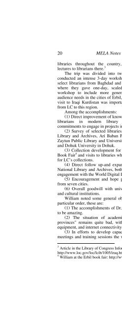 MELA Notes number 83 (2010) - Middle East Librarians Association
